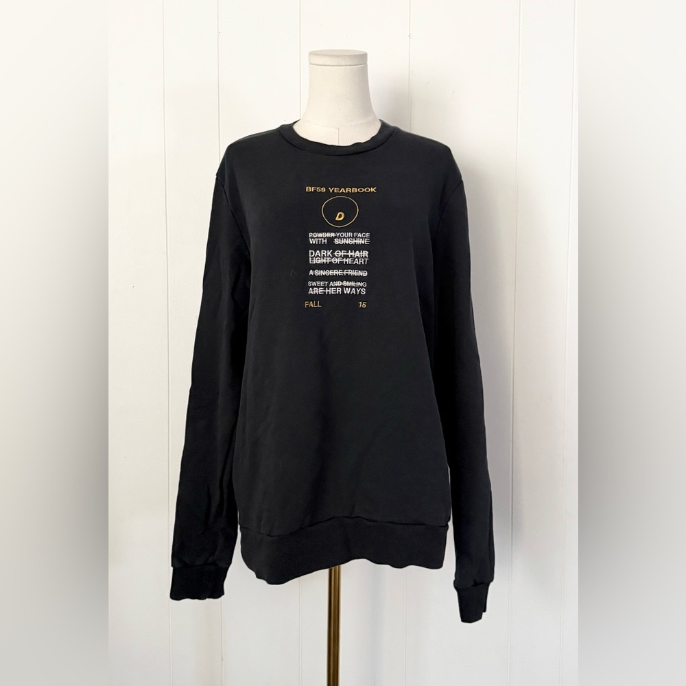 Komakino Autumn Winter 2015 Black Graphic Sweatshirt Real Fox Fur Detail Large